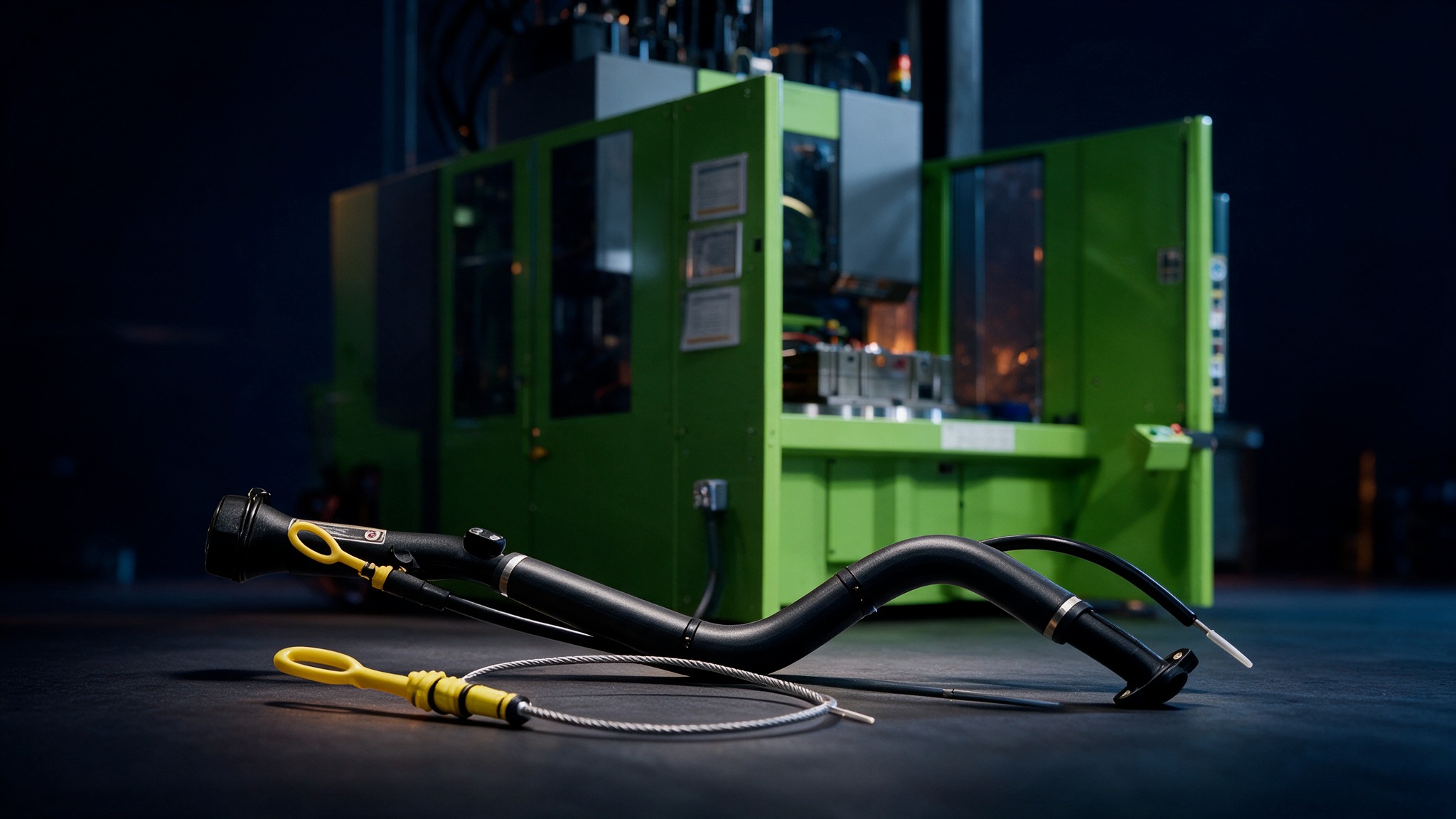 dipstick assemblies and the vertical insert press used to mold them